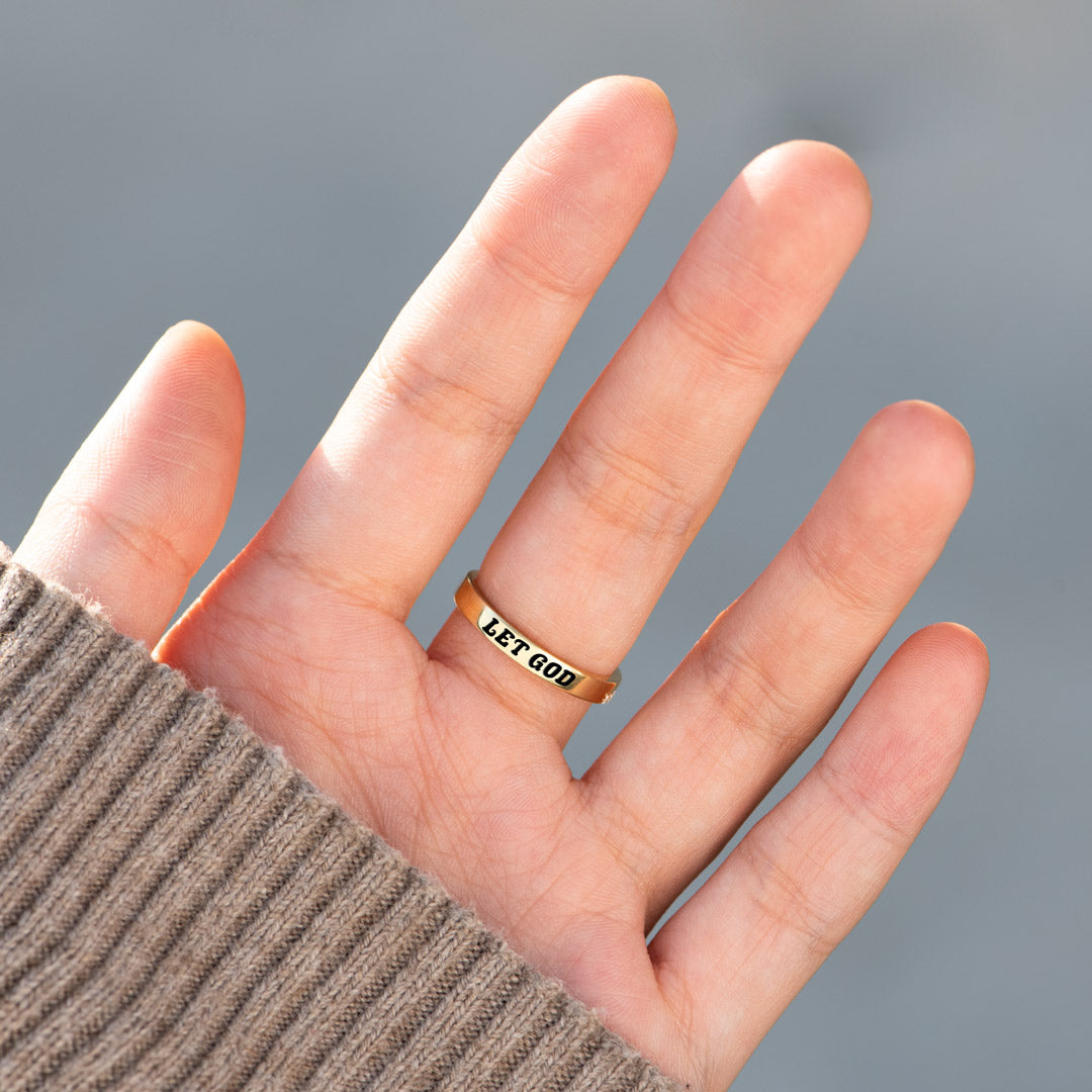 Let God Be In Control Golden Cross Ring