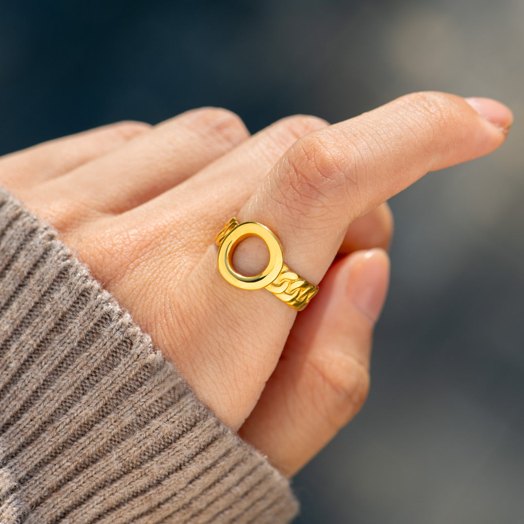 Be There For You Through Them All Cuban Chain Circle Ring