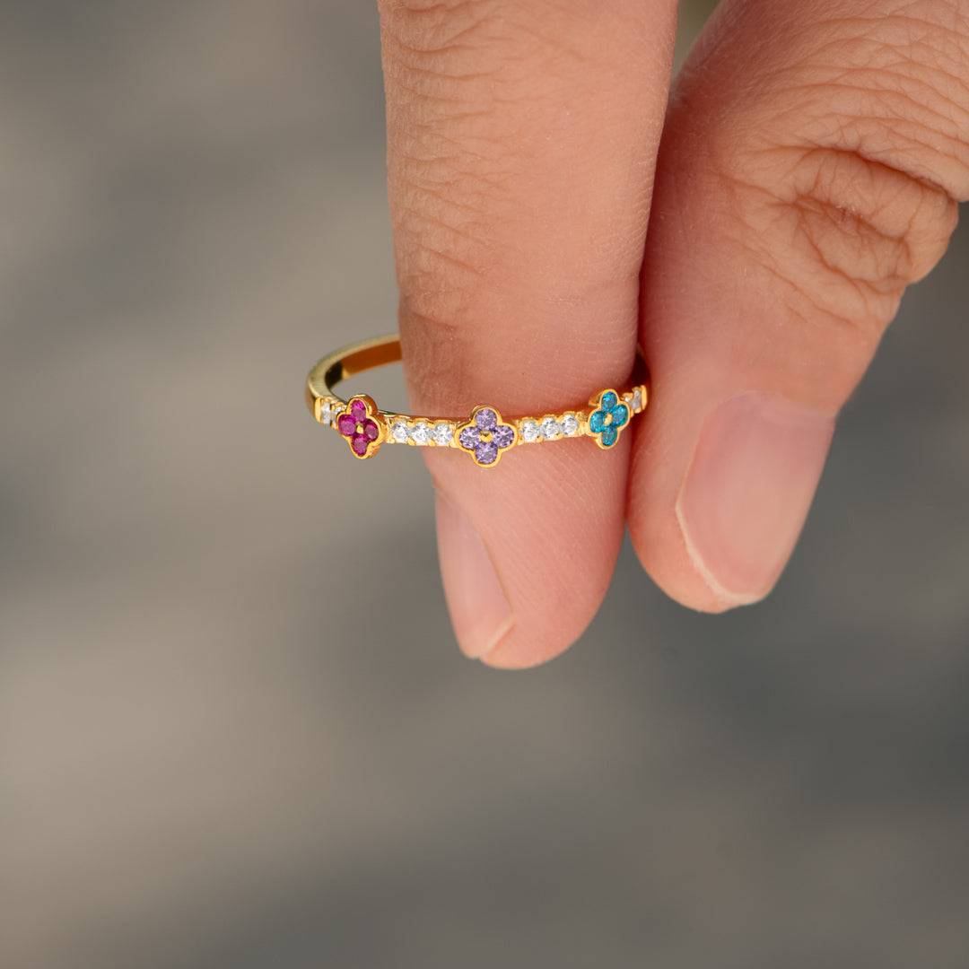 Mama's Garden 1-5 Birthstones Clover Ring