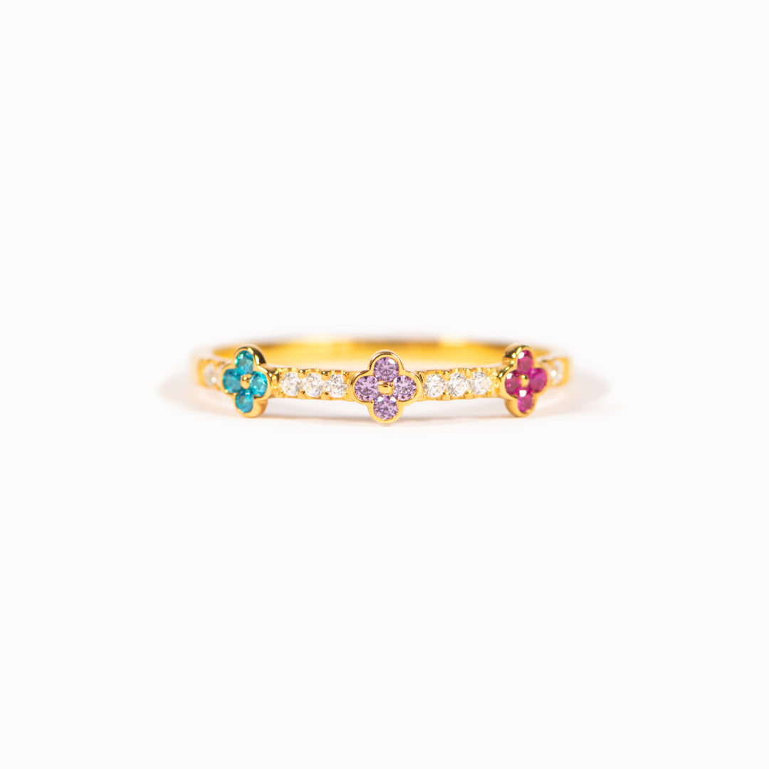 Mama's Garden 1-5 Birthstones Clover Ring