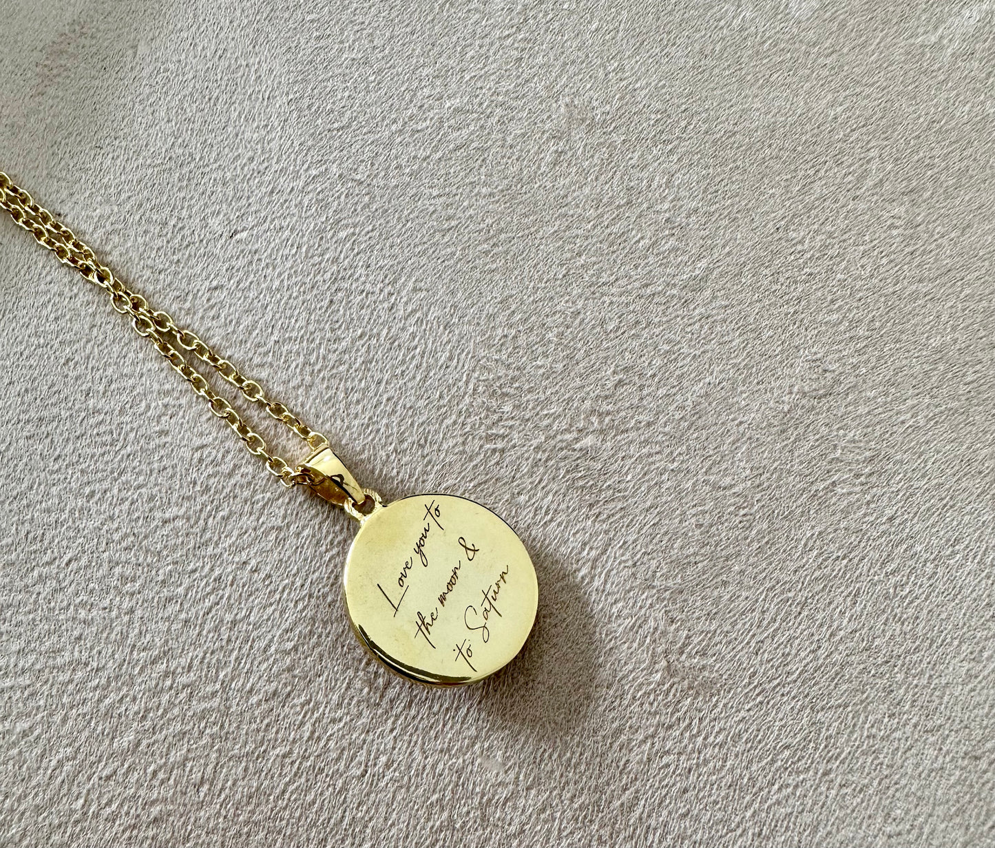 Love you to the Moon and Saturn necklace
