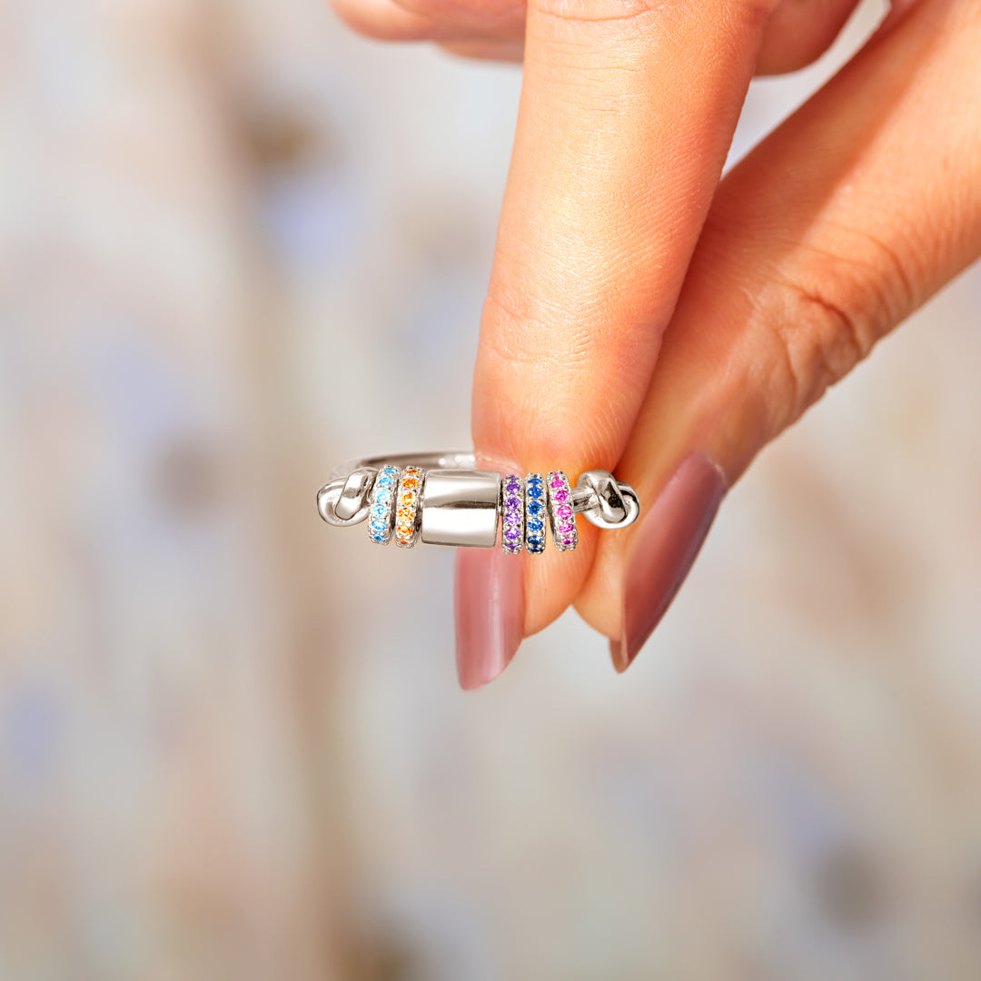 Anti Axiety Fidget Ring With Ziconia Spinners