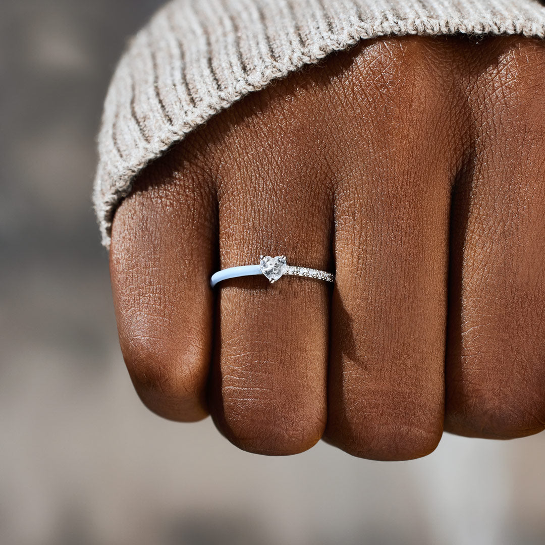 Next Chapter – Graduation Matching Half Enamel Heart-Cut Rings