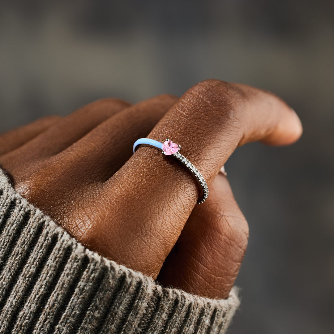 Pregnancy & Infant Loss Awareness Heart-Cut Half Enamel Ring