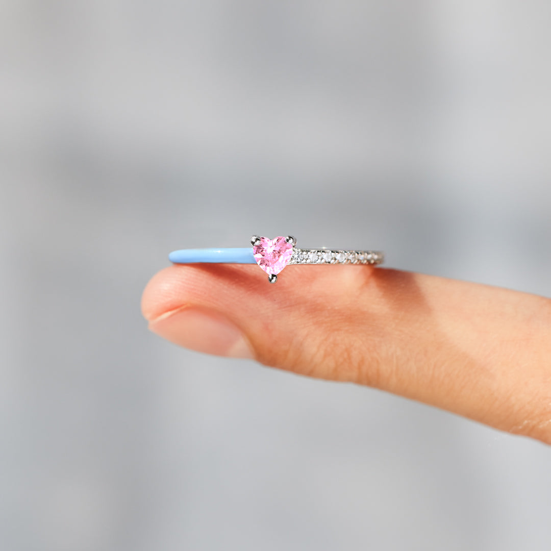 Pregnancy & Infant Loss Awareness Heart-Cut Half Enamel Ring