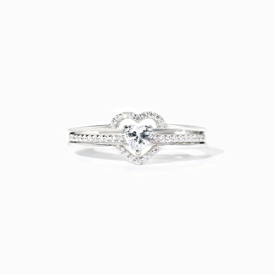 My Heart Is With You Always Layered Heart Ring