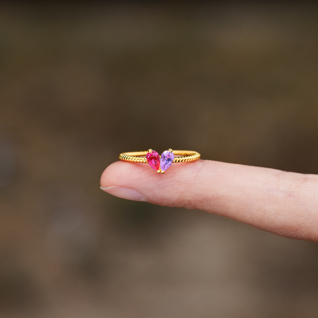 Together Our Heart Is Complete Pear Stone Heart Ring