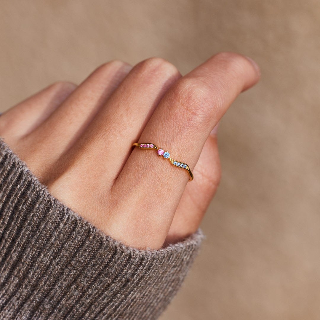 Pregnancy & Infant Loss Awareness Double Stone Wavy Ring