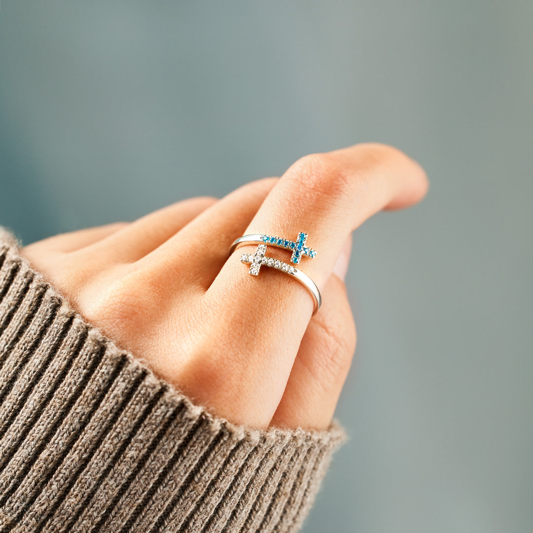 Our Bond Is A Blessing From God Pavé Double Cross Ring