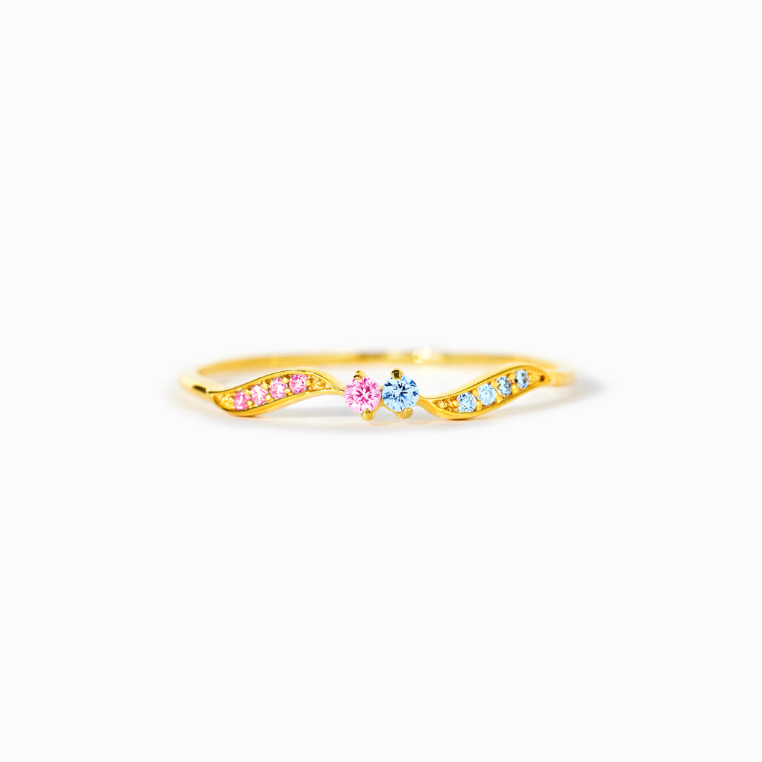 Pregnancy & Infant Loss Awareness Double Stone Wavy Ring