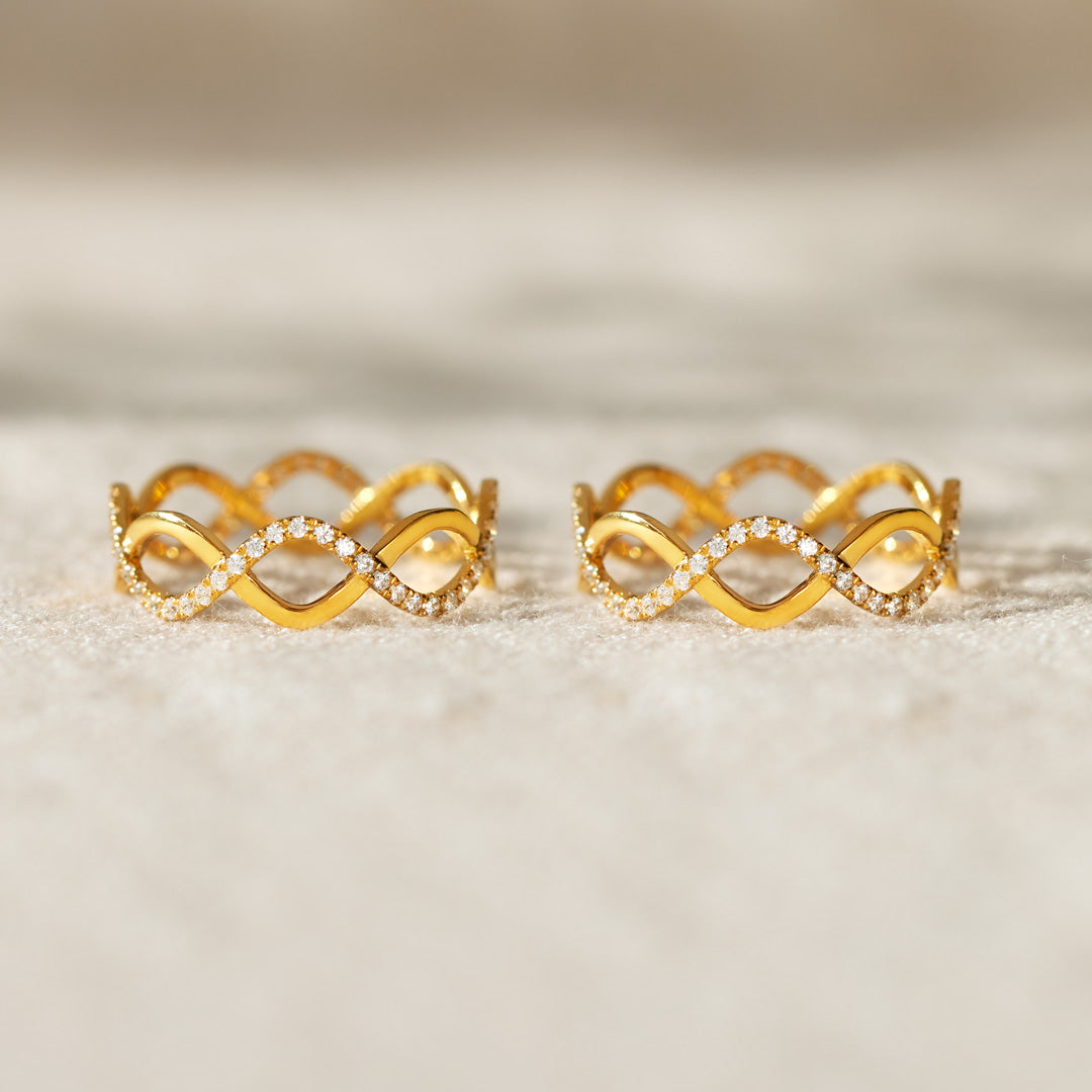 Best Friends Through Ups And Downs Matching Double Wave Golden Ring
