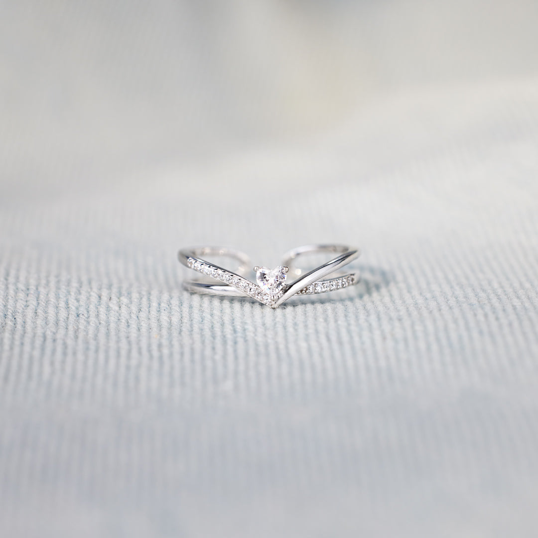 Do What's Best For Yourself V Heart Ring