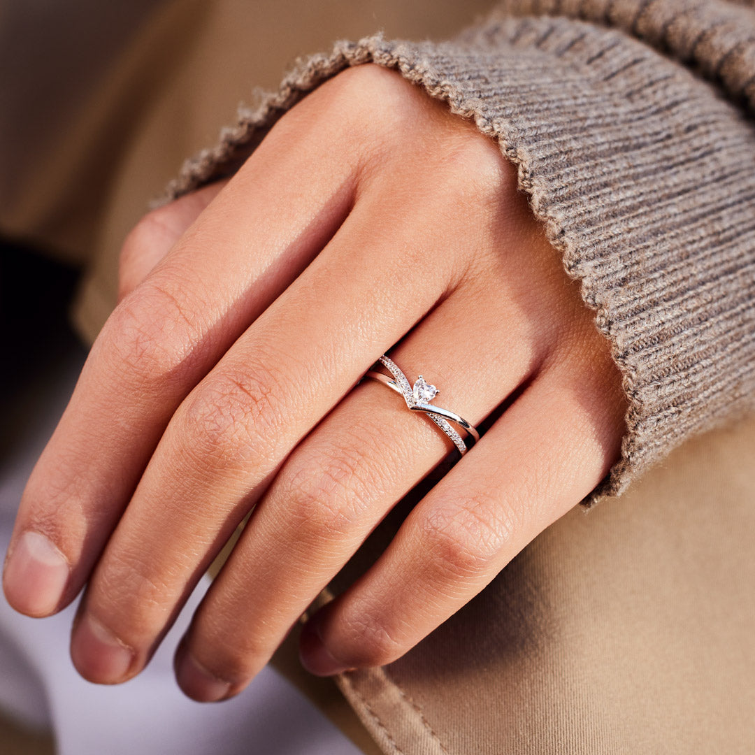 Do What's Best For Yourself V Heart Ring