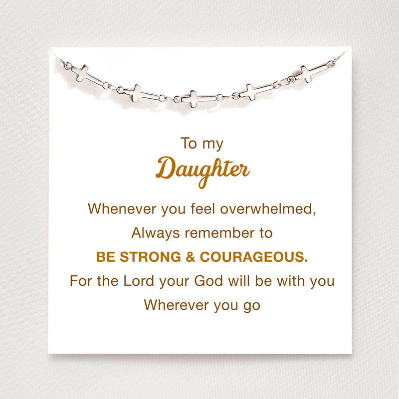 Be Strong & Courageous Tiny Cross Bracelet
