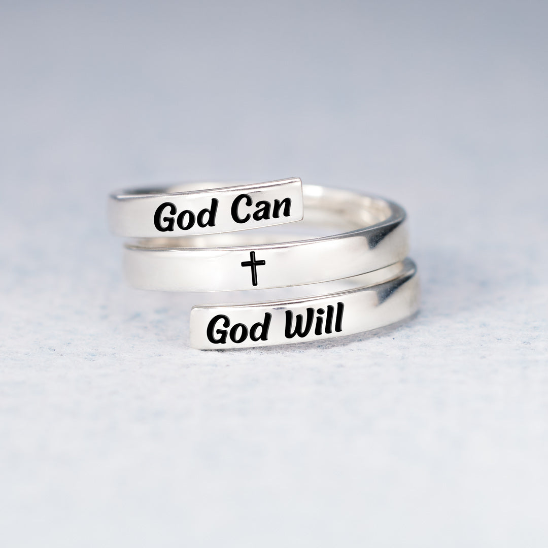 God Can And God Will Spiral Wrap Ring