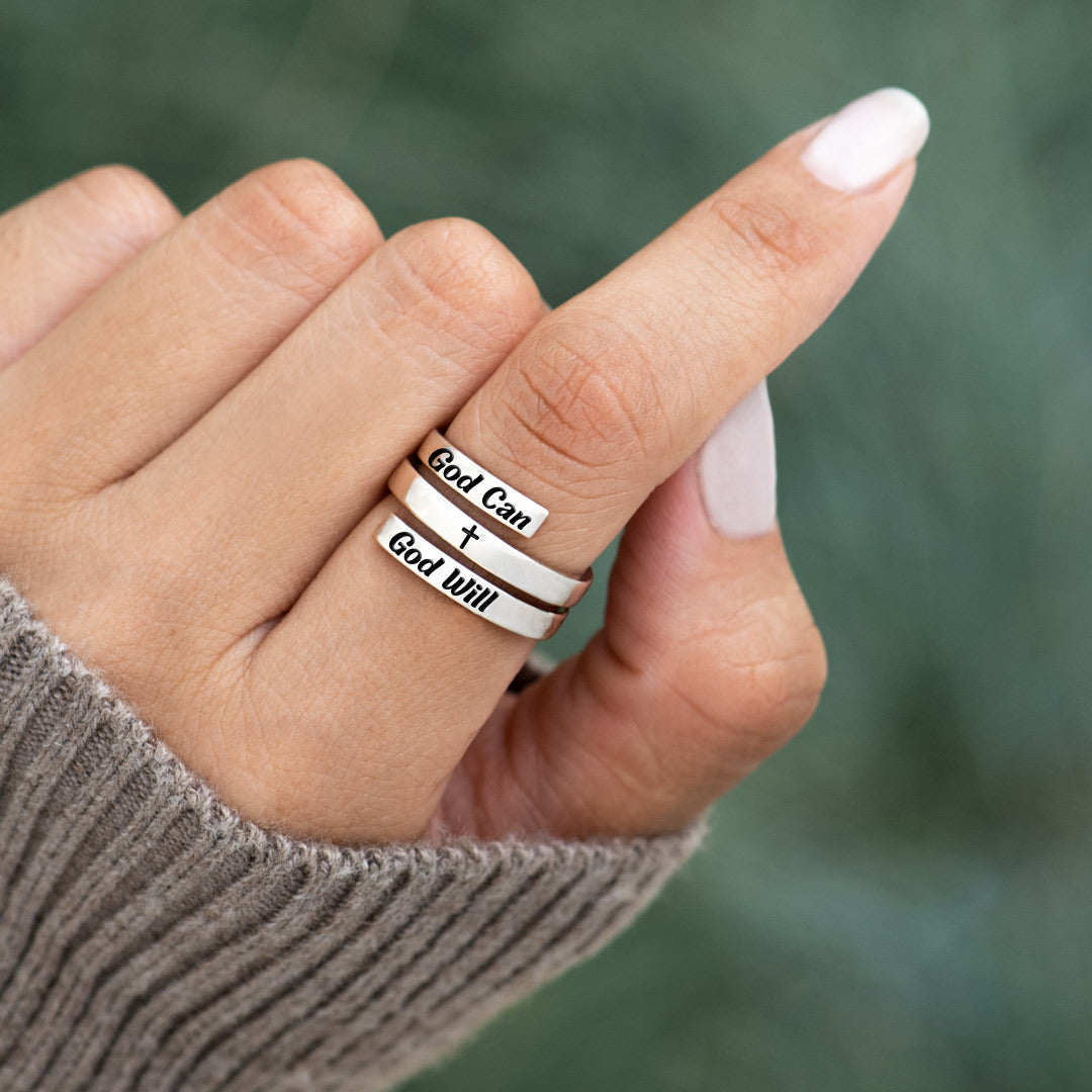 God Can And God Will Spiral Wrap Ring