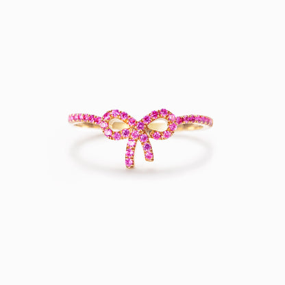 Pink Pavé Bow Ring, 925 Silver Ring