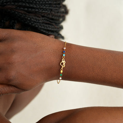 1-5  Birthstones Heart Knot Bracelet