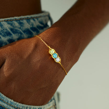 Mother&Daughter 2-6 Birthstone Pea Pod Bracelet