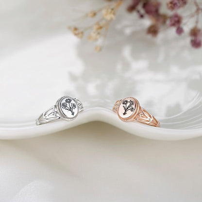 BIRTH MONTH FLOWERS SIGNATURE RING