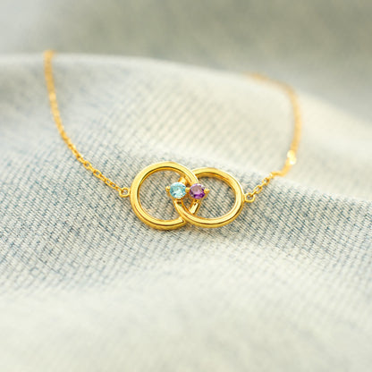 Mother & Daughter Linked From the Heart Two Birthstones Interlocking Bracelet