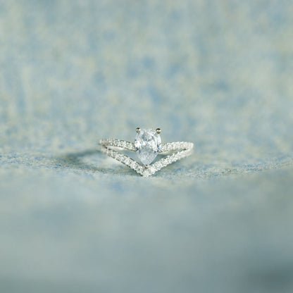 Pear Cut Breast Cancer Awareness Ring