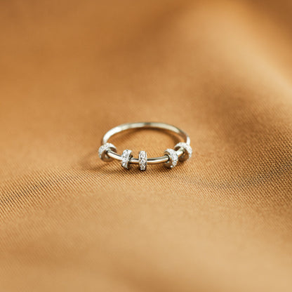 Sterling Silver Spinner Fidget Ring, Anxiety Ring For Women