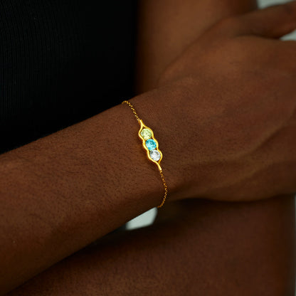 Mother&Daughter 2-6 Birthstone Pea Pod Bracelet