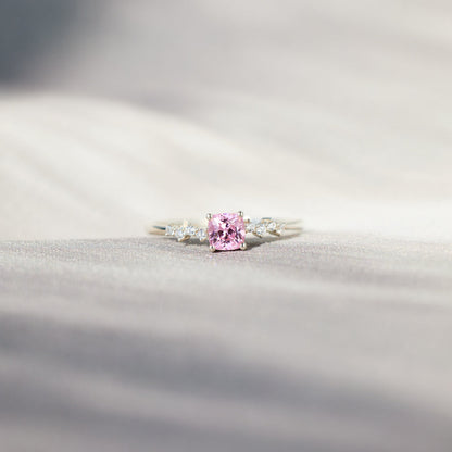 Breast Cancer Awareness Pink Sapphire Square Ring