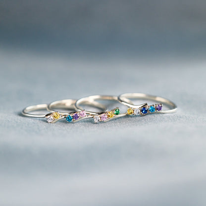 Personalized 1-6 Birthstones Bypass Ring