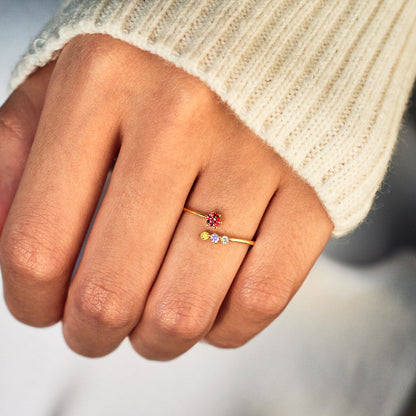 Mom And 1-5 Kids Birthstones Open Wrap Ring