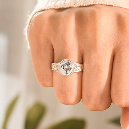 BIRTH MONTH FLOWERS SIGNATURE RING