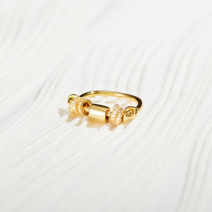 Anti Axiety Fidget Ring With Ziconia Spinners