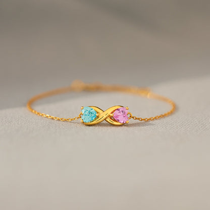 True Love Story Heart Birthstone Infinity Bracelet