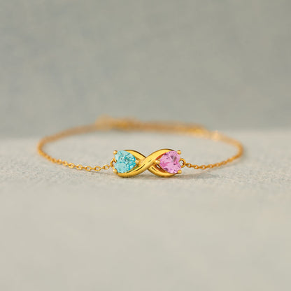 True Love Story Heart Birthstone Infinity Bracelet