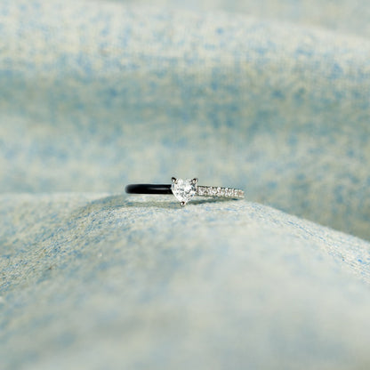 Love Me Until I'm Me Again Black Heart-Cut Half Enamel Ring