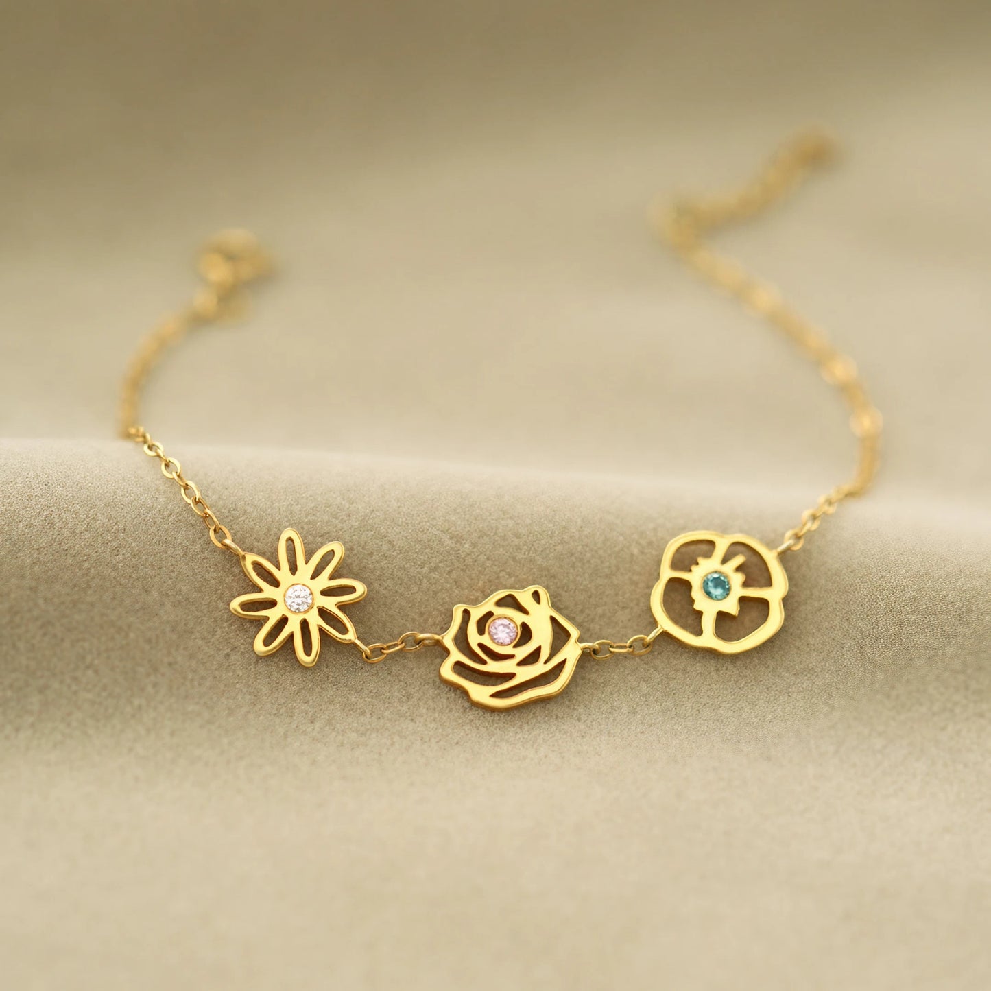 1-10 Birth Flowers Bracelet - Personalised Birth Flower Bracelet for Mother