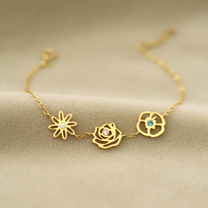 1-10 Birth Flowers Bracelet-Perfect Gift for Mom/Grandma/Wife