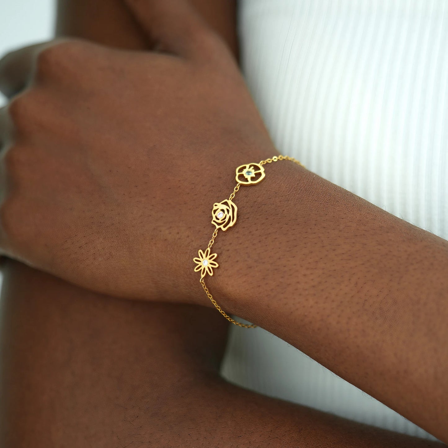 1-10 Birth Flowers Bracelet - Personalised Birth Flower Bracelet for Mother