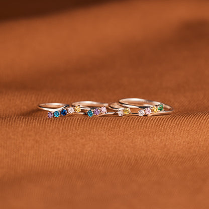 Personalized 1-6 Birthstones Bypass Ring
