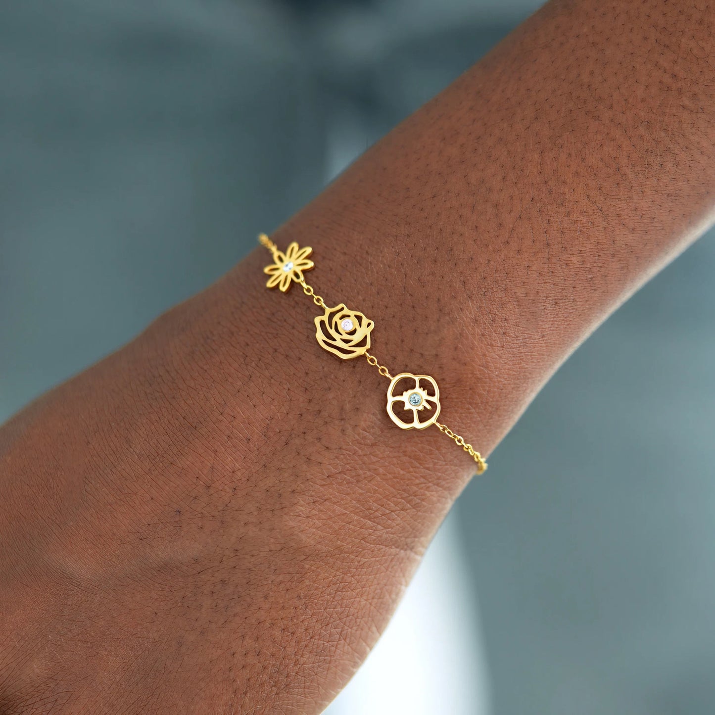 1-10 Birth Flowers Bracelet - Personalised Birth Flower Bracelet for Mother