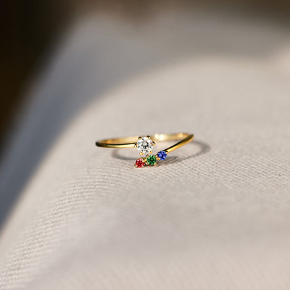 Mom And 1-5 Kids Birthstones Open Wrap Ring