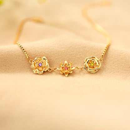 1-10 Three-Dimensional Birth Flowers Bracelet-Christmas/Mother's Day Gift