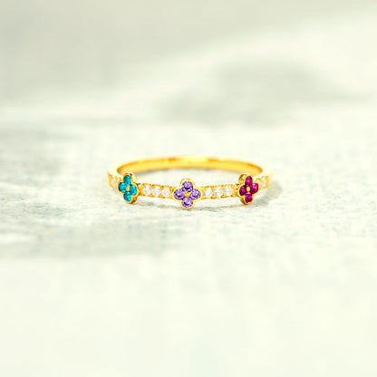 Mama's Garden 1-5 Birthstones Clover Ring