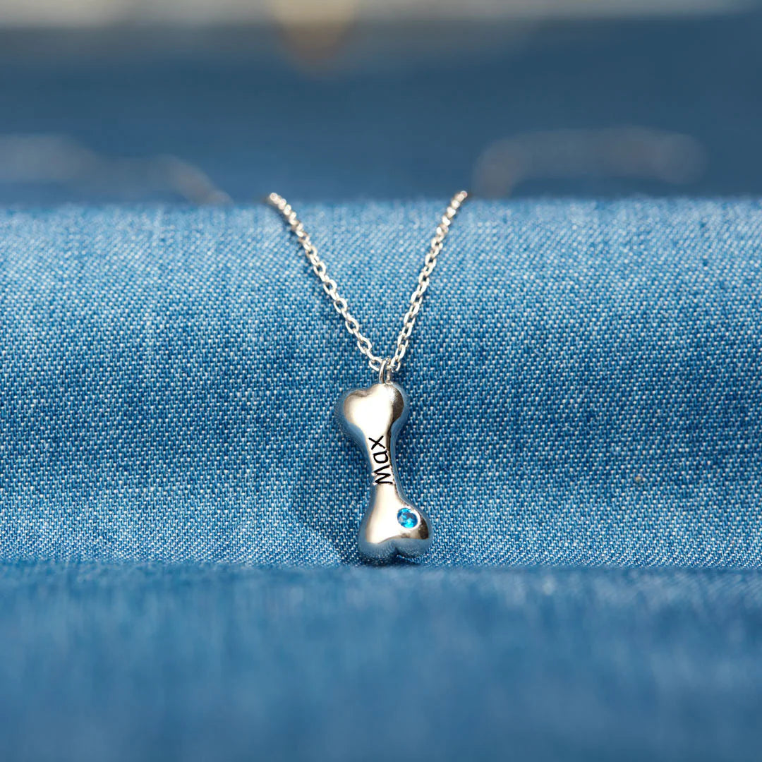 Custom 1-5 Bones Necklace with Engraving&Birthstones