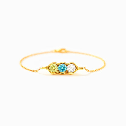 Mother&Daughter 2-6 Birthstone Pea Pod Bracelet