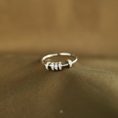 Sterling Silver Spinner Fidget Ring, Anxiety Ring For Women