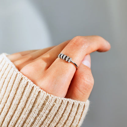 Sterling Silver Spinner Fidget Ring, Anxiety Ring For Women