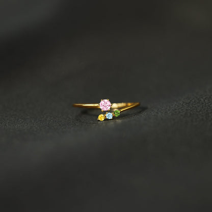 Mom And 1-5 Kids Birthstones Open Wrap Ring