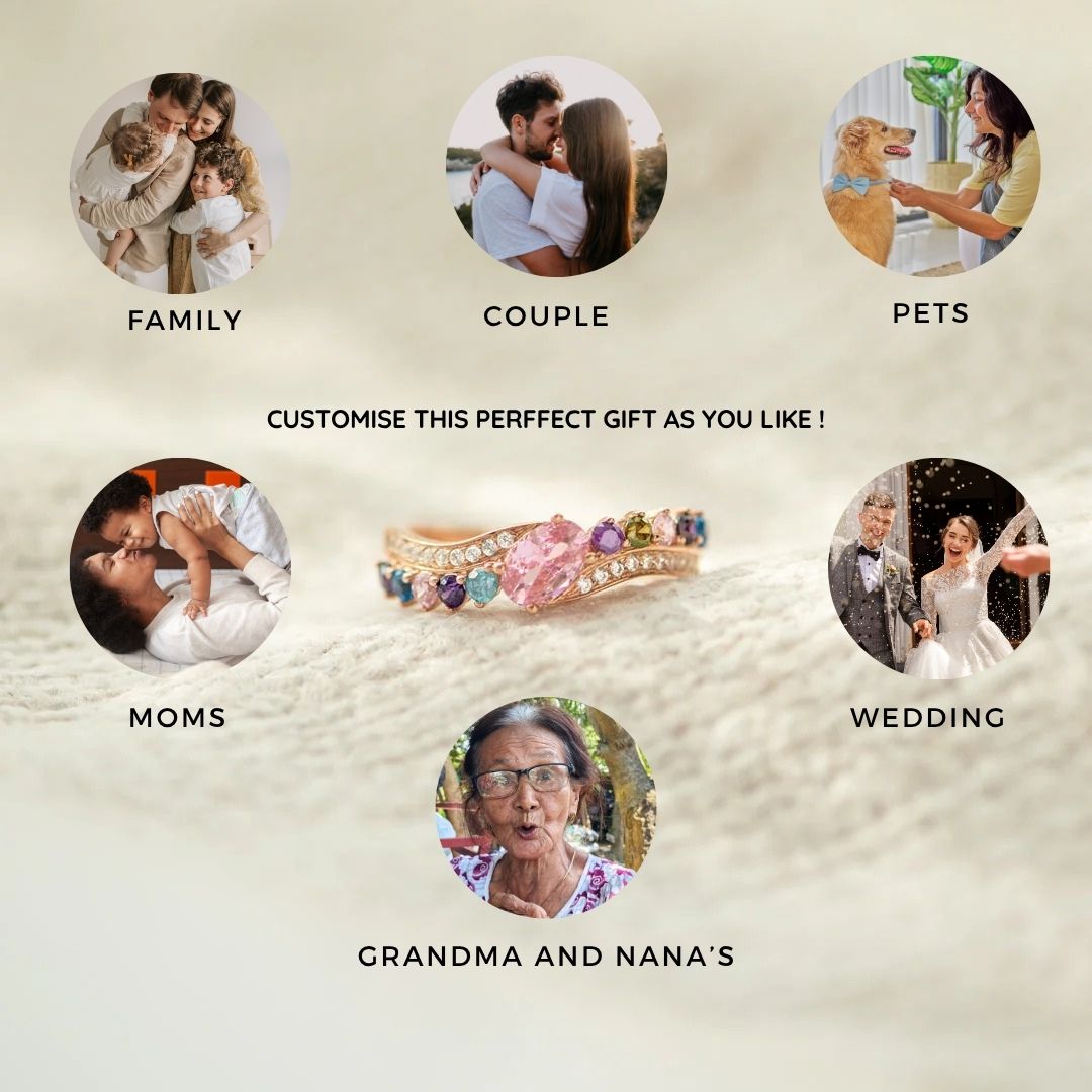 Family Birthstones Ring 1-10 Birthstones